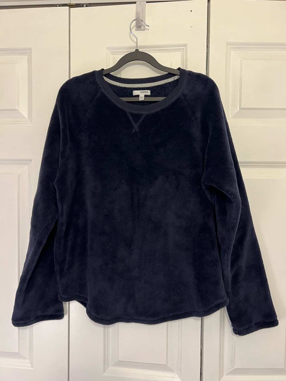 Sonoma Plush Crewneck Sweater in Navy XXL